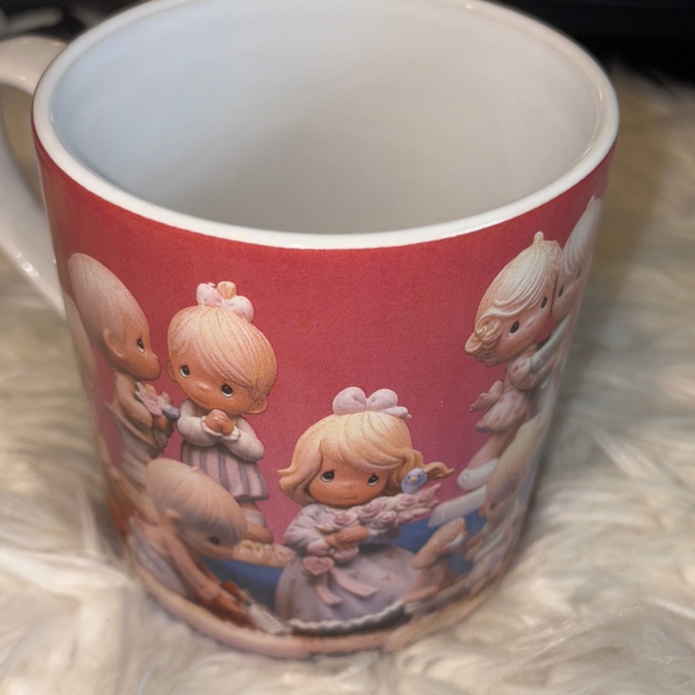 Precious Moments Pink Mug with Adorable Characters
